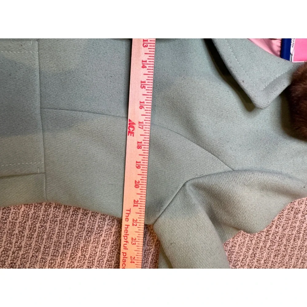 Kate Spade New York Seafoam Green Wool Blend Faux Fur Collar Coat XL K29775B - Picture 13 of 14